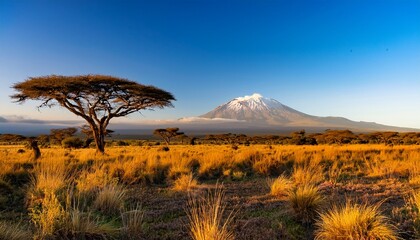 Mount Kilimanjaro and Acacia in the morning