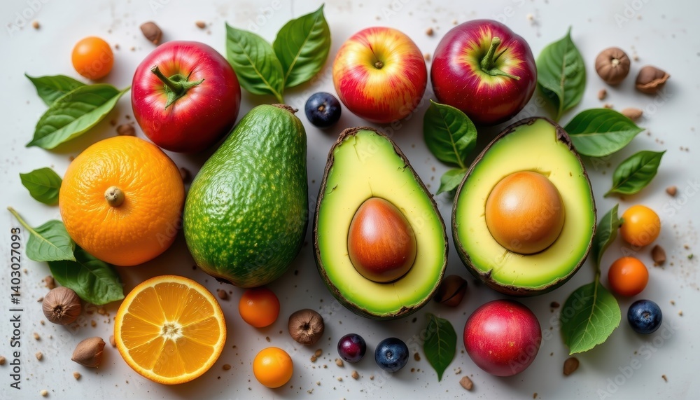 Poster nature's palette create a color palette image using different shades of avocados and surrounding the