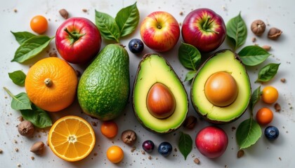 Nature's Palette Create a color palette image using different shades of avocados and surrounding them with complementary colors of fruits and vegetables.