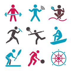 Sports and Recreational Activities Pictogram Collection, Colorful Vector