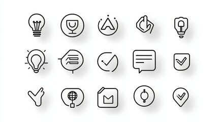 A futuristic and minimalistic set of 15 thin line core values icons