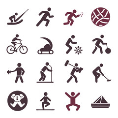 Variety of sports activity icons vector art graphic