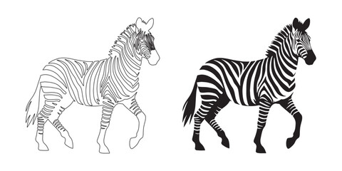Flat zebra silhouette with sharp vector lines – minimalist wildlife theme for modern designs – zebra vector – zebra illustration – zebra icon – zebra lineart – zebra line art

