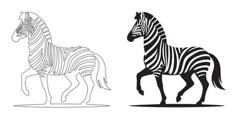 Unique zebra silhouette in smooth vector artwork – great for nature branding and stock visuals – zebra vector – zebra illustration – zebra icon – zebra lineart – zebra line art

