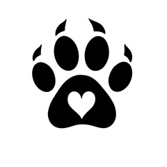 Fototapeta premium Outline of animal love footprint clipart vector