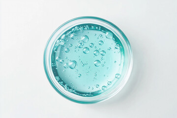 Refreshing blue gel with air bubbles in a glass bowl skincare beauty