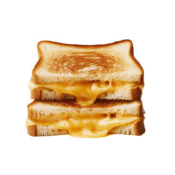 Toasted grilled cheese sandwich with transparent background
