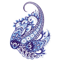 Paisley pattern in indian batik style. Floral vector illustration