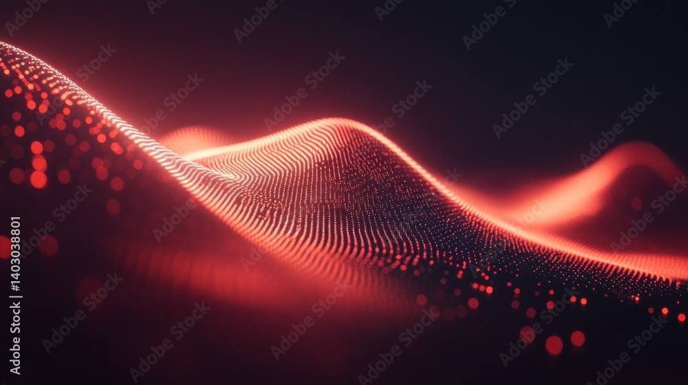 Poster a glowing red abstract wave pattern with blurry effect