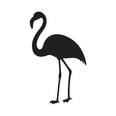 a black and white silhouette of a flamingo
