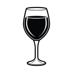Fototapeta premium Simple Black and White Wine Glass Illustration