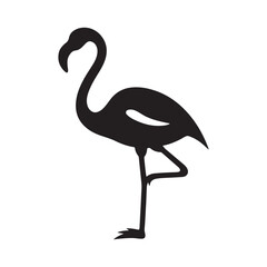 a black and white silhouette of a flamingo