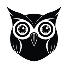 owl face big eyes vector art silhouette