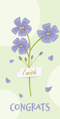 Vector illustration of blue flowers on a green background.