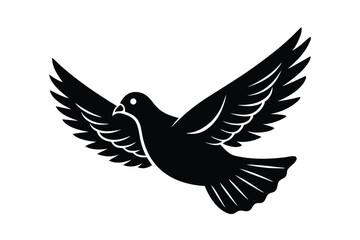 Obraz premium Graceful Black and White Pigeon in Flight