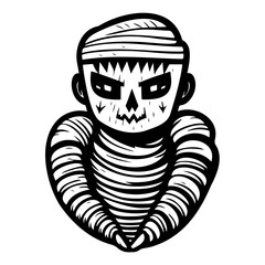 Halloween Mummy Character in Monochromatic Style