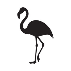 a black and white silhouette of a flamingo