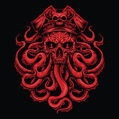 skull red octopus clothing design © InksyndromeArtwork