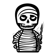 Cartoonish Skeleton Illustration with Torch Design