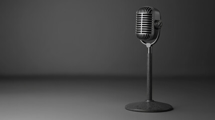 Microphone and headset mounted on a stand for recording or streaming purposes