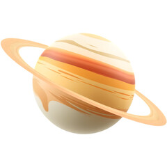 Striking illustration of Saturn, showcasing its iconic rings and atmospheric bands in warm, earthy tones.