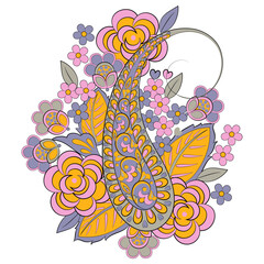 Paisley Floral oriental ethnic Pattern. Vector Damask Ornament