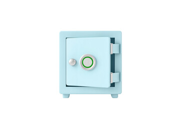 Cartoon Plastic Style Safe Bank Box – 3D Realistic Icon Isolated on White Background