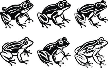 Frog silhouette vector art set
