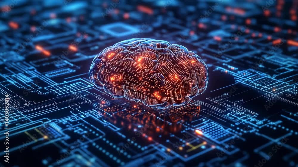 Poster artificial intelligence brain circuit board conceptual technology background