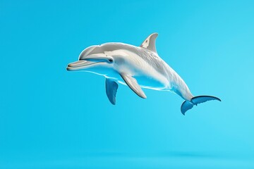 Playful Pixelated Dolphin Leaping in Light Blue