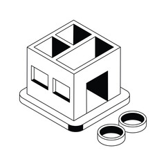 Well crafted isometric style icon of building construction