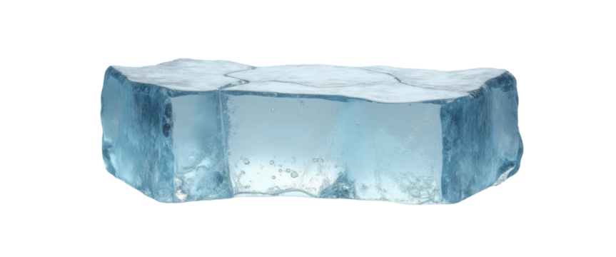 Icy Blue Block with Bubbles - transparent background