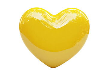 Yellow heart glossy render valentine love romance passion emotion feeling concept