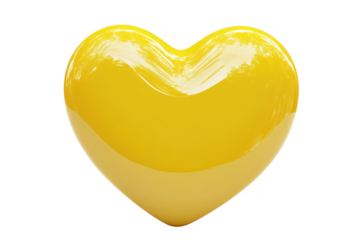 Yellow heart glossy render valentine love romance passion emotion feeling concept