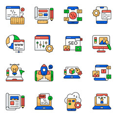 Obraz premium Set of Graphic Designing Flat Icons
