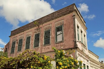 
Old abandoned buildings in the historic center of the founding of João Pessoa, in northeastern Brazil. Construction in Portuguese colonial style from the eighteenth century