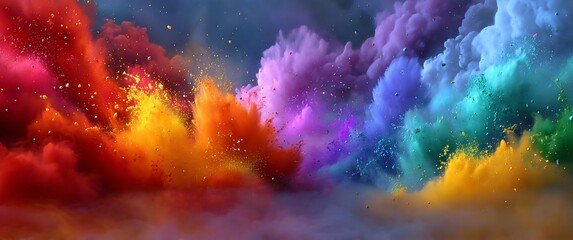 Fototapeta premium Vibrant rainbow powder explosion. Colorful, dynamic scene