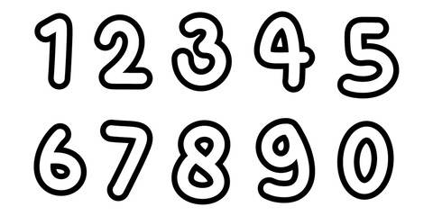 hand drawn number set 1 - 0 with doodle design