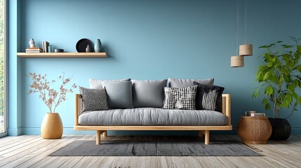 Cozy Couch with Decorative Pillows