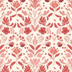 Seamless traditional fabric pattern with intricate timeless designs.