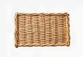 Obraz premium Bring an element of handcrafted elegance to your designs with this close-up of woven rattan, featuring its distinctive rectangular shape, natural beige palette