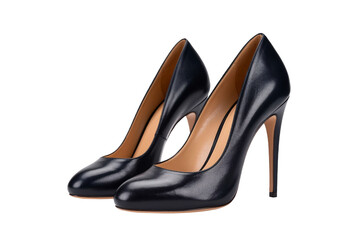 Black women's classic high-heeled shoes on transparent background, AI generated.