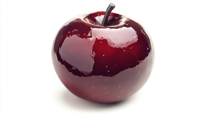 A single shiny red apple on a bright white background