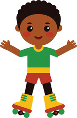 french boy on roller shoes