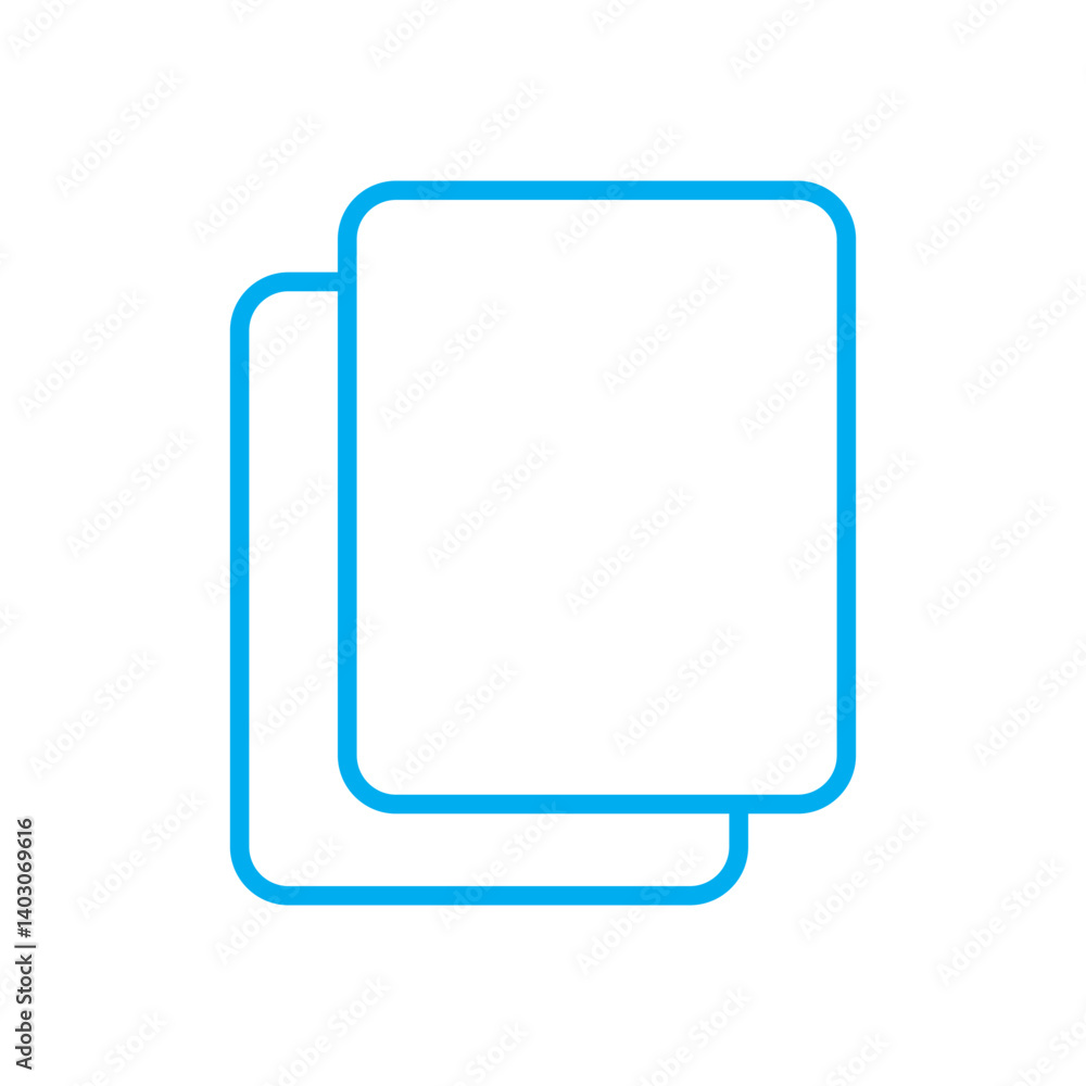 Poster add new tab, slide, or section line art vector icon. blue dublicate, boxes mini line, icon. blue cop