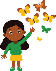  french girl releasing butterflies into the sky