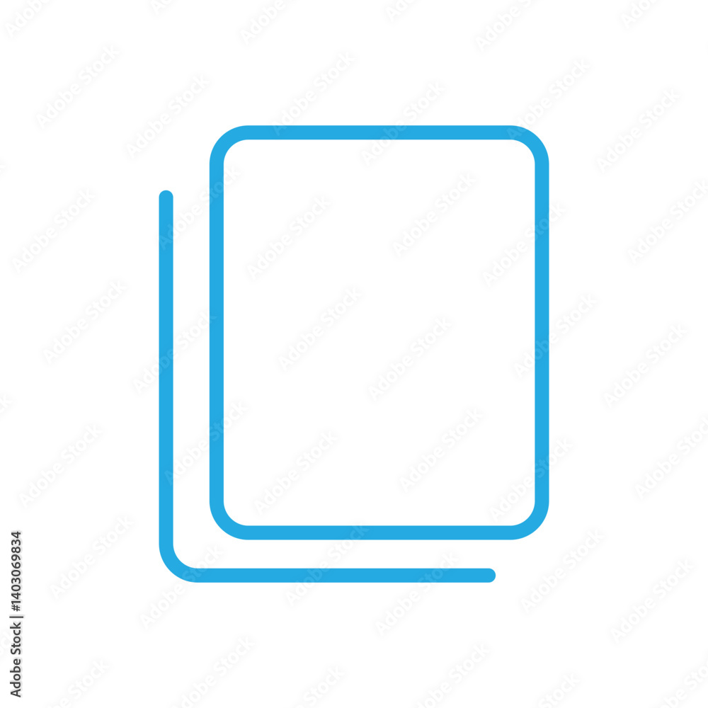 Poster add new tab, slide, or section line art vector icon. blue dublicate, boxes mini line, icon. blue cop