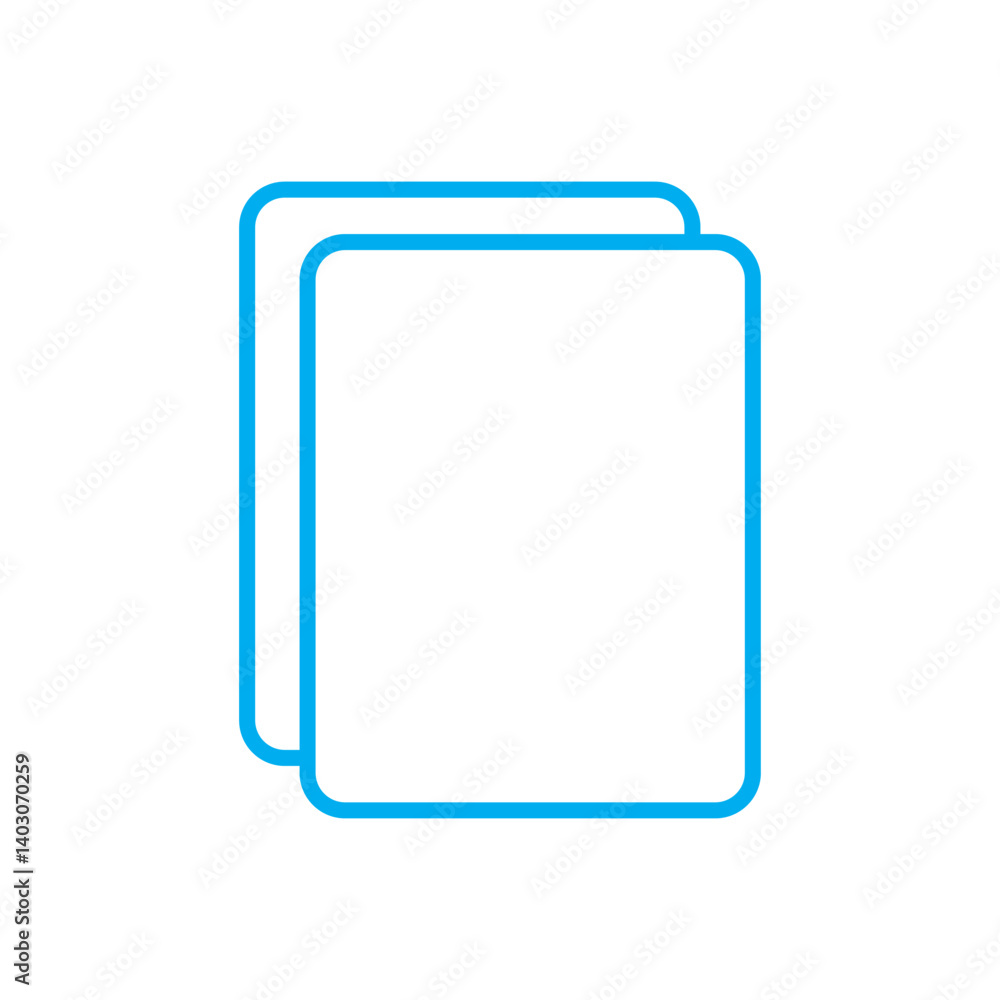 Poster add new tab, slide, or section line art vector icon. blue dublicate, boxes mini line, icon. blue cop