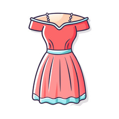 Charming Coral OfftheShoulder Summer Dress Fashion Illustration