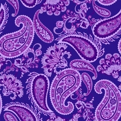 Trendy ethnic-style vector paisley pattern. Seamless Fashionable vector template for any design projects